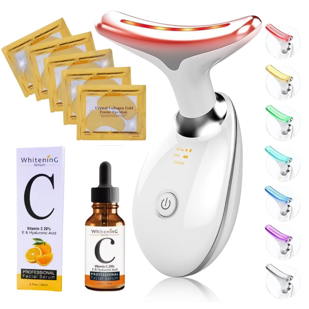 MASAJEADOR FIACIAL ANTIARRUGAS + SERUM VITAMINA C + PARCHES