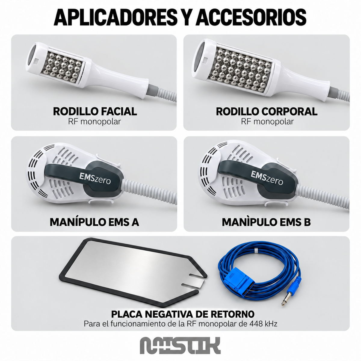 DUO BODY MAGNETIC & RF: Aplicadores y placa de retorno para RF monopolar de 448 kHz