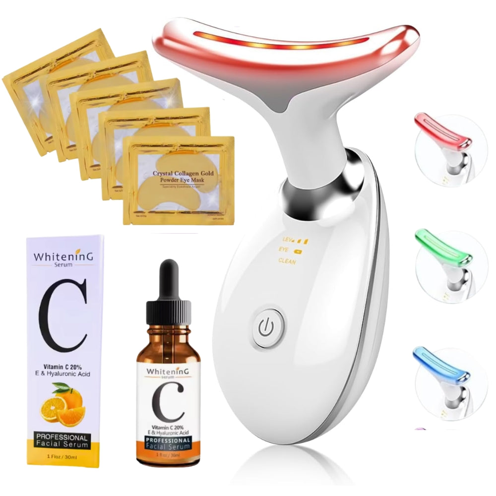 MASAJEADOR FIACIAL ANTIARRUGAS + SERUM VITAMINA C + PARCHES